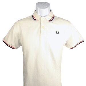 Fred Perry Kids White Cotton Pique Twin Tipped Polo Shirt Large 1024/4